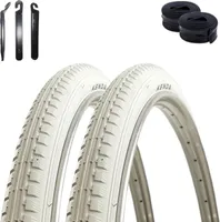 2 x Kenda K-142 Fahrradreifen Weiß 40-635 (28 x 1 1/2) + 2 x Schläuche AV inkl. maxxi4you Reifenheber