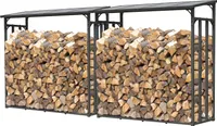 2 Stück Metall Kaminholzregal Anthrazit XXL 185 x 70 x 185 cm Garten Kaminholzunterstand 4,6 m³ / 7 SRM Kaminholzlager Stapelhilfe Aussen