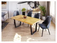 Furneo | Ausziehbarer Esstisch - 140/240 cm - Eiche Lancelot - Metallbeine - Stilvolles Loftdesign - für Küche und Esszimmer