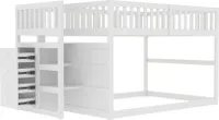 Etagenbett 140x200cm(Ohne Matratze) Stauraumbett Kinderbett Holzbett Mit Stauraum Mit Schubladen und Schränken Sicherheitszaun Jugendbett Weiß