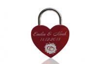 ELUNO Herz Liebesschloss mit Gravur und Schlüssel zum Valentinstag Geburtstag - Farbe: Rot