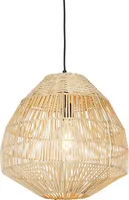 QAZQA - Landhaus I Vintage Ländliche Hängelampe I Pendellampe I Pendelleuchte Bambus 41 cm - Bischof I Wohnzimmer I Schlafzimmer - Rattan Länglich - LED geeignet E27
