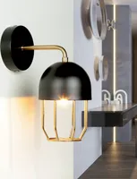 Wandlampe innen B: 11 cm Gold Schwarz E14 Metall Wandleuchte Flur Wohnzimmer