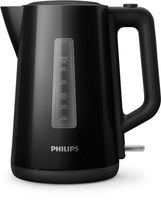 Philips Wasserkocher Series 3000, 1.7 L, Leuchtanzeige mit Klappdeckel und Kontrollanzeige, Schwarz (HD9318/20)