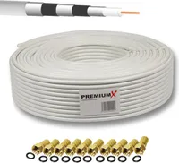 PremiumX 50m BASIC PRO Koaxialkabel 135dB 5-fach SAT Koax-Kabel Antennenkabel DVB-S / S2 DVB-C DVB-T BK Anlagen 10x F-Stecker
