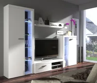 Wohnwand Rumba Anbauwand Wohnkombi Wohnzimmer Weiss matt