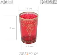 Teelichtglas Rot Gold 6er Set