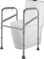 Toilettenaufstehhilfe 65-86cm höhenverstellbar mit Toilettenpapierhalter ohne Bohren rutschfest für Ältere Behinderte Schwangere