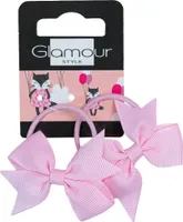 Glamour Kids Gumki do włosów Różowe Kokardki, 2 sztuki