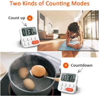 Aplusdeal 3 in 1 Digitaler Küchentimer elektronische Kurzzeitmesser Eieruhr Magnetisch 2-Fach Timer Stoppuhr mit Uhr Doppeltes Display für Zwei Messungen zum Kochen Studieren Backen Sport