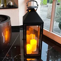 XXL Garten - Laterne Windlicht Schwarz Metall 54cm