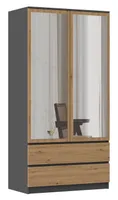 Kleiderschrank 90 cm mit Spiegel TAAVI – Eiche artisan / anthrazit