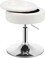 GOPLUS Schminkhocker drehbar mit Stauraum, Ottomane mit Deckel, Drehhocker höhenverstellbar 51-56cm für Wohnzimmer & Schlafzimmer