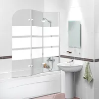 Clanmacy Duschabtrennung Faltwand für Badewanne Badewannenaufsatz Duschwand aus 6mm NANO Easy Clean GLAS 3-teilig faltbar 120*140CM weiß