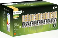 LUMILED LED žárovky G4 Sada 10 LED 2W = 20W 3000K Teplá bílá 200lm 270° 12V DC Mini nebliká malá LED žárovka