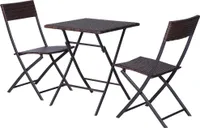 Outsunny Bistroset Polyrattan 3tlg. Balkonmöbel Set Sitzgruppe Essgruppe Gartenmöbel Garnitur