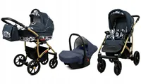 BabyLux® Largo | 3in1 Kinderwagen Bambimo | Grey Geometric | Kombikinderwagen | Kinderwagenset | Bug