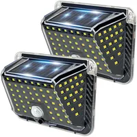 7MAGIC Solarlampen für Außen, 90 LED Solarlampe Außen 180° Superhelle Solarleuchte mit Bewegungsmelder, Sicherheitswandleuchte 3 Modi, IP65 Wasserdichte, Wandleuchte Garten, Schwarz, 2 Stück