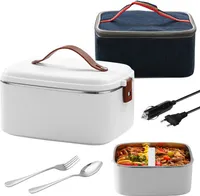 3 v 1 Elektrický ohřívač jídla 1,8 l Přenosný obědový box do auta Bento Vyhřívaný obědový box s příbory a odnímatelnou plechovkou pro domácnost a auto
