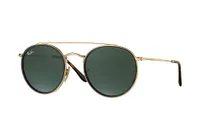 Ray-Ban Runde doppelte Brücke Metall Sonnenbrille, Gold One Size