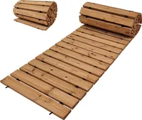 Holzpfad ausrollbar 250x43x2 cm rustikales Tannenholz Anti-Rutsch Oberfläche wetterfester Holzweg