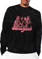 BlackPink - T-Shirt Farbgetaucht für Herren/Damen Uni  Langärmlig RO3253 (L) (Schwarz)