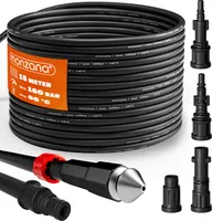 DEUBA® Rohrreinigungsschlauch 15m 160 Bar 4 Hochdruckreiniger Adapter mit Kärcher kompatibel Rohrreinigungsset Abflussreiniger Rohrreiniger Schlauch