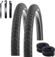 2 x Kenda K-907 Krackpot 20" BMX Fahrradreifen Fahrradmantel in Schwarz 50-406 ( 20 x 1.95 ) + 2 passende Schläuche DV inkl. 3 Reifenheber