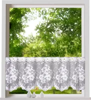 heimtexland ® Scheibengardine Jacquard Blumen Weiß Fensterdeko Gardine Bistrogardine Typ261 HxB 50 x 180 cm