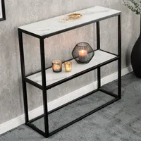 riess-ambiente Eleganter Konsolentisch BOUTIQUE 81cm weiß Kristallglas Marmor-Nachbildung schwarzes Gestell Regal Bücherregal Konsole Beistelltisch