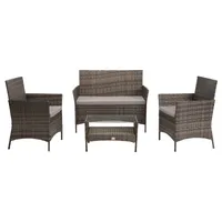 SVITA Rattan Set BROOKLYN in Braun Gartenmöbel Terrasse Balkon
