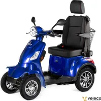 Veleco Faster - 4-Rad Mobilitätsroller mit Kapitänssitz - hohe Rückenlehne - 12 km/h - 1000 Watt Seniorenmobil - Kopfstütze - Elektromobil (Blau)