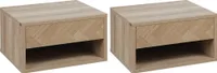 HOMCOM Set mit 2 schwebenden Nachttischen, Nachttischen mit Schublade für Schlafzimmer, Wohnzimmer, 37 x 32 x 21 cm, Natur