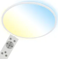 BRILONER SLIM LED Panel, Fernbedienung, Dimmbar, CCT Farbtemperatursteuerung, Backlighteffekt, weiß, 48 x 3 cm