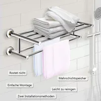 GOPLUS Handtuchablage Badetuchhalter Wand Handtuchhalter Handtuchstaender Badetuchstange, Doppelte Handtuchstange aus Edelstahl