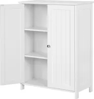 Yaheetech Freistehender Badschrank mit Doppeltür und verstellbare Regalebene Aufbewahrungsschrank Badzimmer/Wohnzimmer/Eingang Weiß 60 * 30 * 80.5cm