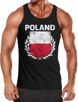 EM WM Tanktop Fanshirt Herren Fußball Polen Flagge Poland Vintage MoonWorks®  S