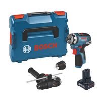 Bosch GSR 12V-35 FC Akku Bohrschrauber 12 V 35 Nm Brushless + 1x Akku 6,0 Ah + 2x Aufsatz + L-Boxx - ohne Ladegerät