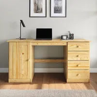 Schreibtisch MANAGER, natur - Bürotisch mit 4 Schubladen und Fach, Computertisch mit Stauraum aus Kiefer Massivholz,  PC-Schreibtisch, klassisch