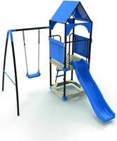 4iQ Metallspielanlage Metall Spielplatz für Kinder Metall-Schaukel KAJTEK Blau 295x215x260 cm