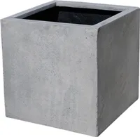 VIVANNO Pflanzkübel Blumenkübel Fiberglas "Block" Würfel, Beton-Design, Grau 30x30x30 cm