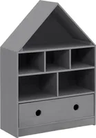 Allie | Bücherregal mit Dach 1 Tür Grau