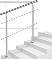 Jopassy Treppengeländer 120cm 2 Querstreben Edelstahl Geländer und Handläufe Balkongeländer Aufmontage Treppe Brüstung Balkon Pflegeleicht Innen und Aussen Brüstung