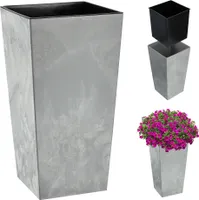 KADAX Blumentopf, Gartentopf, 68 cm, mit Einsatz, hoher Blumenständer, grau, für Terrasse und Balkon