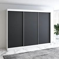 Schwebetürenschrank, 3-türig Schrank mit 4 Schubladen! Moderne Garderobe für Kleidung. Verschiedene Farben (Weiß, Schwarz, Somona) Kleiderschrank  MERO 200 cm