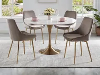 Stuhl 6er-Set - Samt & Goldfarbenes Metall - Taupe - MASURIE