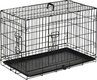 PawHut Klietka pre psov Transportná klietka Drôtená klietka s mriežkou Box pre psov Transportná klietka pre malé zvieratá Cestovná klietka Skladacia kovová čierna 76 x 46 x 52 cm