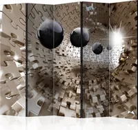 Neuheit! Dekorativer Paravent Raumteiler Trennwand Foto-Paravent Spanische Wand XXL 3D Puzzle Tunnel Kugeln 225x172 cm a-A-0190-z-c