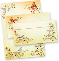 TOSKANA Briefpapier mit Umschlag Set Blumen und Vögel 10 Sets Motivpapier Schreibpapier bunt A4 Frauen Erwachsene Ostern