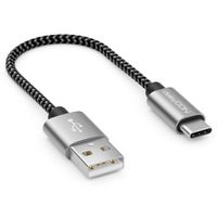 deleyCON 0,15m Nylon USB-C Kabel Ladekabel Datenkabel USB Typ C Metallstecker Laden & Synchronisieren Handy Smartphone Tablet Navigationsgerät